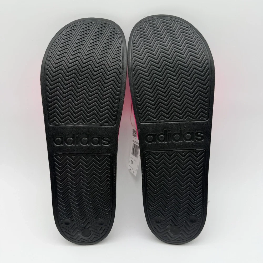 Adidas Adilette Shower Slide Sandals Cushioned Black Pink Men's Size 16 NEW
